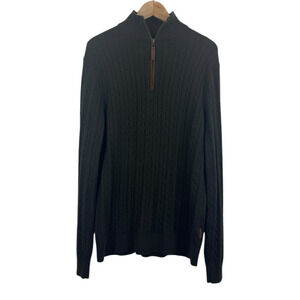 Schöffel Calton Cotton Cashmere Cable‎ Knit Loden Green Men's XL 1/4 Zip Sweater